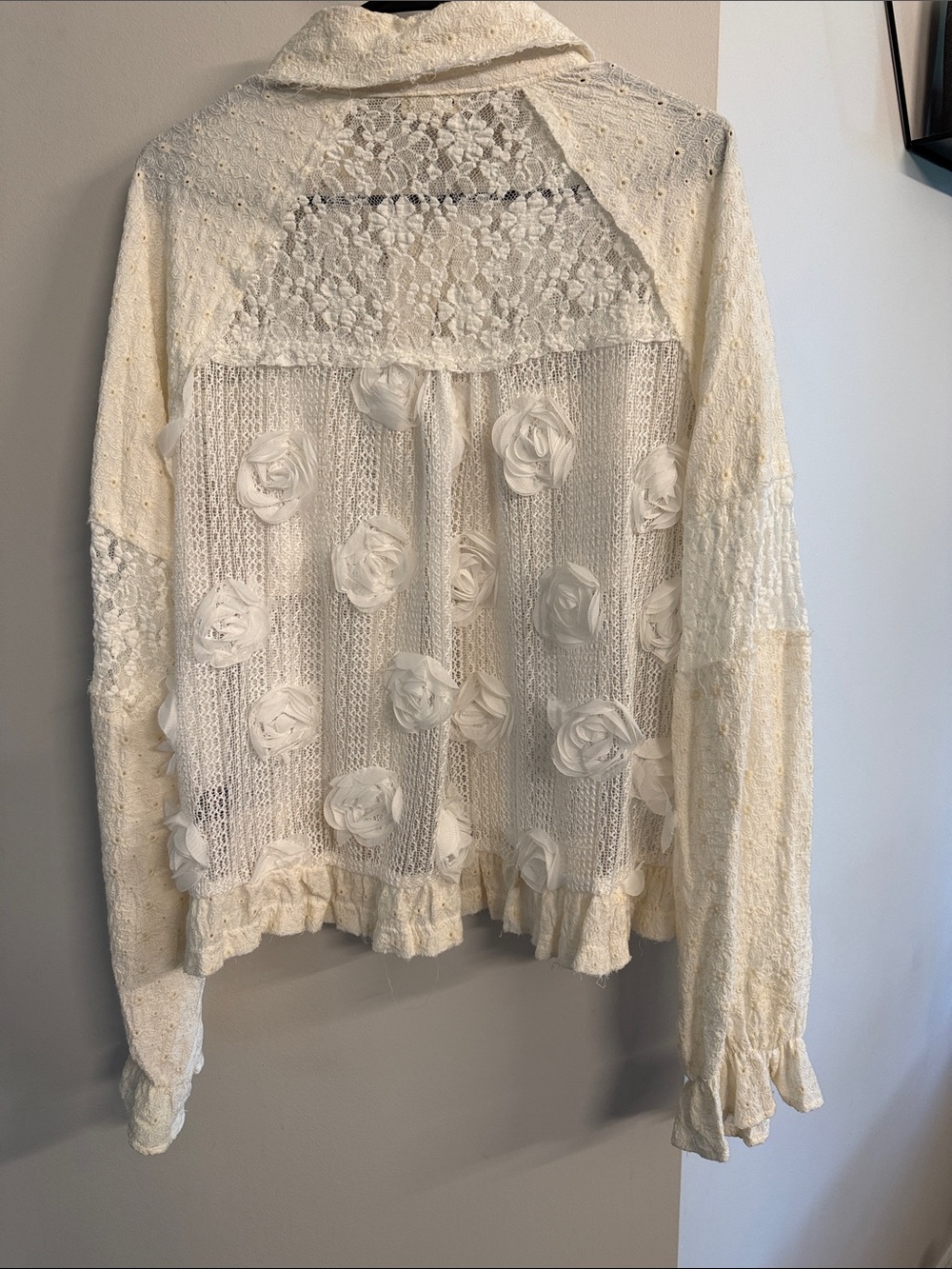 POL Cream Lace Button-Up Top - Picture 7 of 7